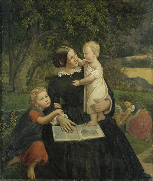 Emilie Marie Wasmann, the artists wife, with Elise and Erich, their oldest children