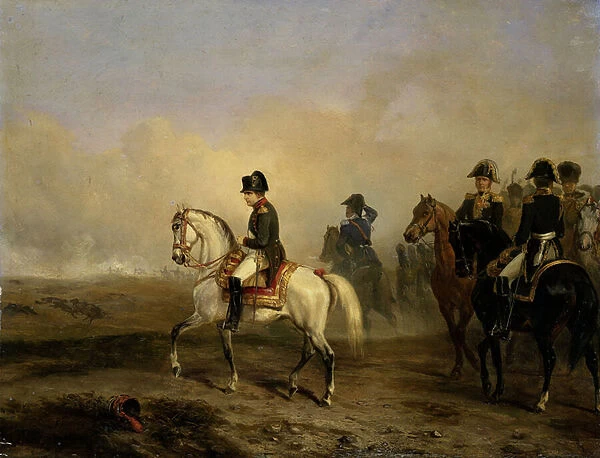 The Emperor Napoleon I and his Staff on Horseback, 1810-50 (oil on panel)