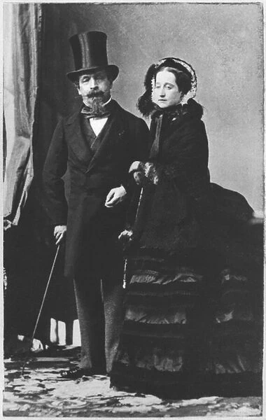 Emperor Napoleon III and Empress Eugenie, c. 1865 (sepia photograph) (b  /  w photo)