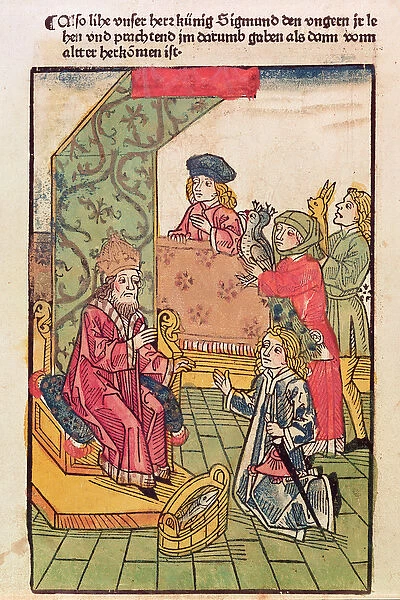 Emperor Sigismund (1367-1437) of Luxemburg receives the homage of his Hungarian subjects