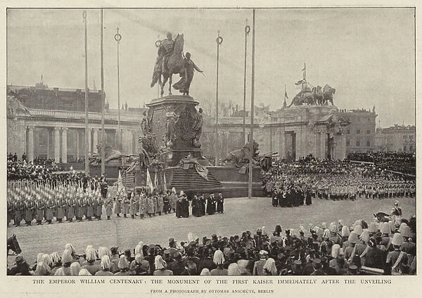 The Emperor William Centenary, the Monument of the First Kaiser immediately after the Unveiling (b  /  w photo)