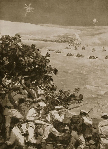 An Encounter Between Italian and Turkish Outposts: Turco-Italian War (litho)