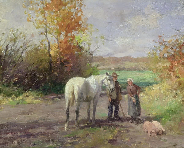 Encounter on the Way to the Field, 1897 (oil on panel)