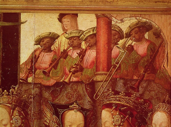 The Engagement of St. Ursula and Prince Etherius, detail of the black musicians, c