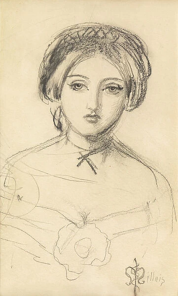 An English beauty in the manner of John Leech, c. 1853 (pencil on paper)
