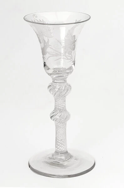 Engraved Jacobite airtwist drinking glass, c. 1760 (glass)