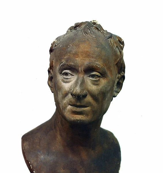 Enlightenment: Portrait (Bust) of Denis Diderot (1713-1784), writer and philosopher'. sculpture by Jean Antoine Houdon (1741-1828).Hotel du Breuil in Saint-Germain. Langres.©Raffael / Leemage