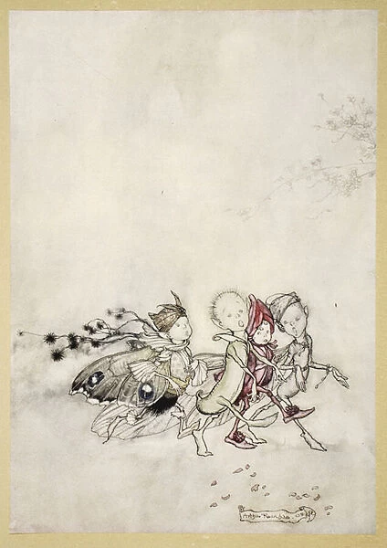 Enter Peasebottom, Cobweb, Moth, and Mustardseed, illustration from