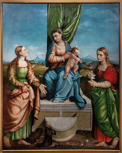 Enthroned Madonna with Infant Jesus between saints Catherine and Mary Magdalene, third decade of the 16th century (oil on canvas)