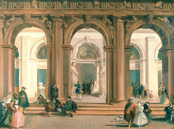 The Entrance to the Biblioteca Marciana, the Piazzetta, Venice (oil on canvas)