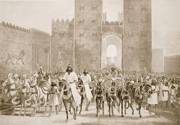 Entrance of Cyrus into Babylon, illustration from Hutchinson
