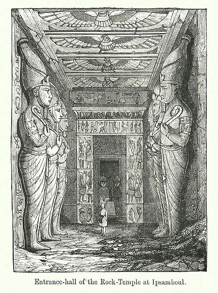 Entrance-hall of the Rock-Temple at Ipsamboul (engraving)