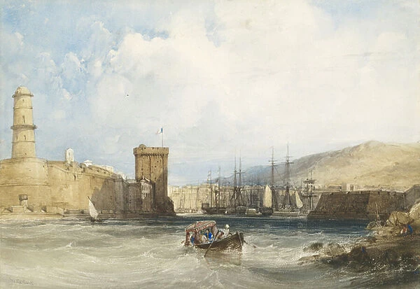 The Entrance to the Harbour of Marseilles, c. 1838 (w  /  c with touches of gouache