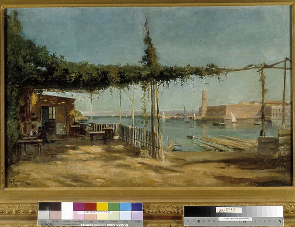 The entrance to the harbour seen from the Cove du Pharo in Marseille (oil on canvas)