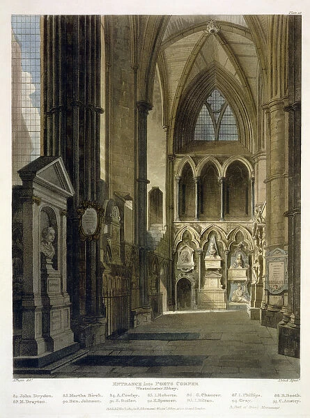 Entrance into Poets Corner, plate 26 from Westminster Abbey, engraved by J