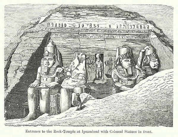 Entrance to the Rock-Temple at Ipsamboul with Colossal Statues in front (engraving)