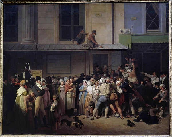 The entrance to the theatre of ambiguous comic has a free representation Painting by Louis Leopold Boilly (1761-1845) Sun. 0, 66x0, 80 m