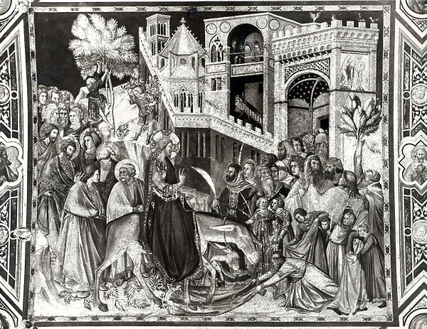 Entry of Christ into Jerusalem (fresco) (b  /  w photo)