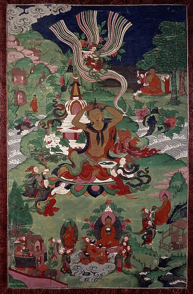 Episode of Buddhas life: haircut. Tapestry. Paris, Guimet Museum, National Museum of Asian Arts