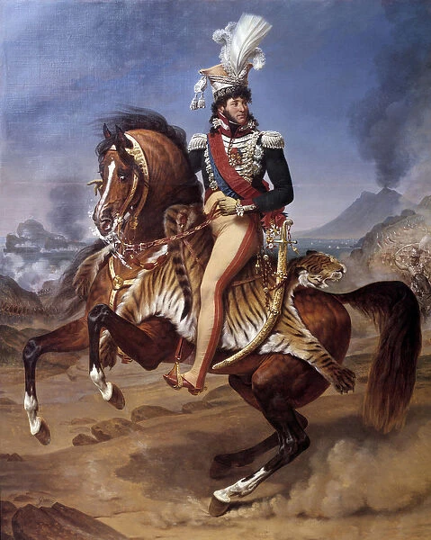 Equestrian portrait of Joachim Murat (1767-1815) King of Naples to Naples with view
