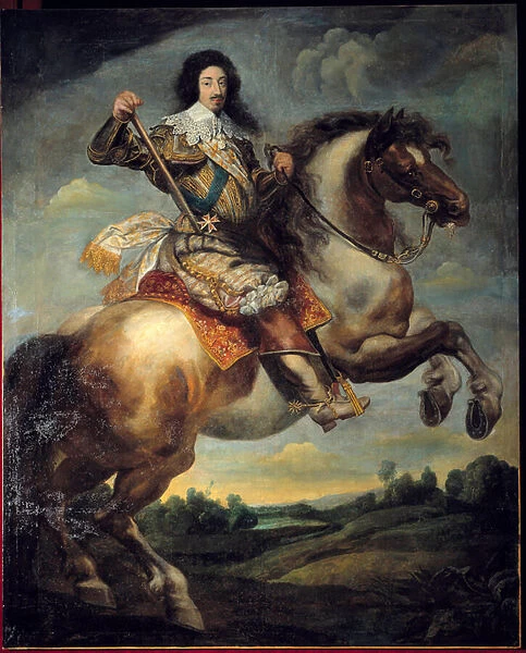 Equestrian portrait of Louis XIII (1601-1643) Painting by Claude Deruet (1588-1662