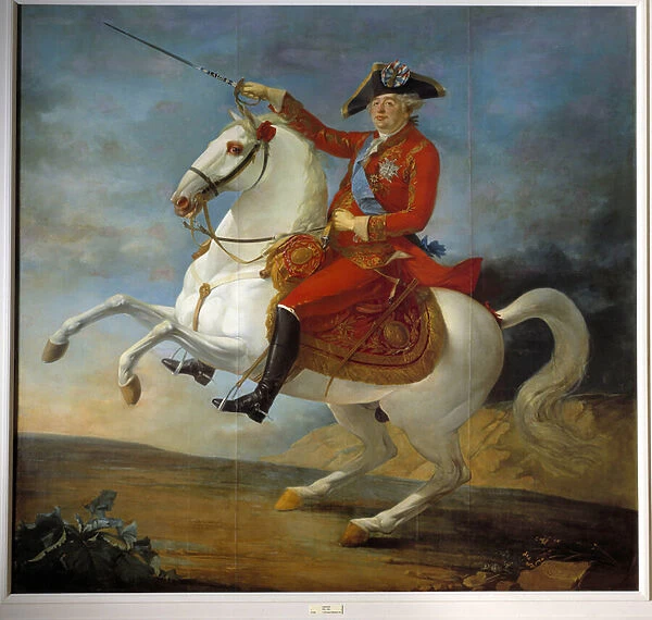 Equestrian portrait of Louis XVI (1754 - 1793). Painting by Jean Francois Carteaux