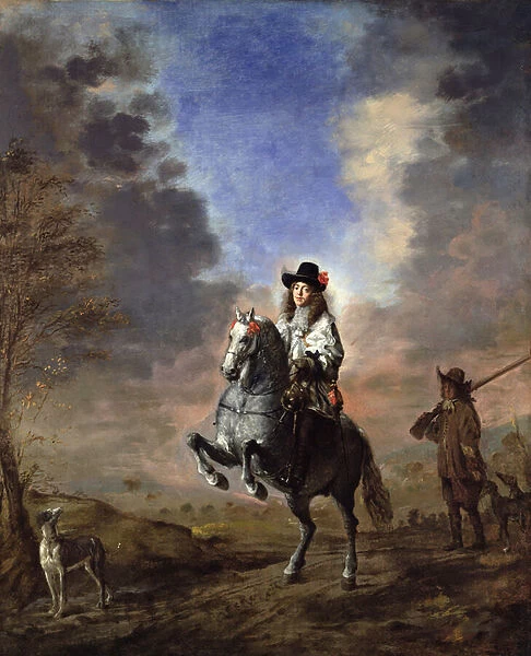 Equestrian Portrait of a Man with a Page (oil on canvas)