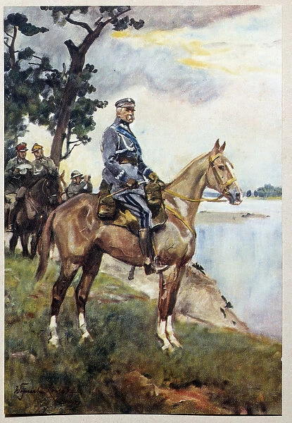 Equestrian portrait of Marechal Jozef (Joseph) Klemens Pilsudski (1867-1935