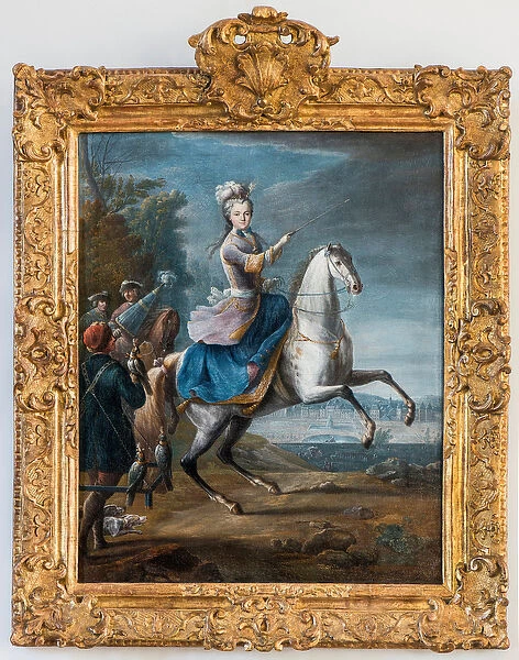 Equestrian portrait of Marie Leszczynska, wife of Louis XV by Martin Jean Baptiste