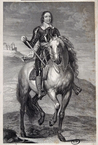 Equestrian portrait of Olivier Cromwell (1599-1658), English statesman