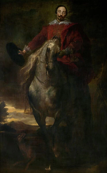 Equestrian portrait of the painter Cornelis de Wael (oil on canvas)