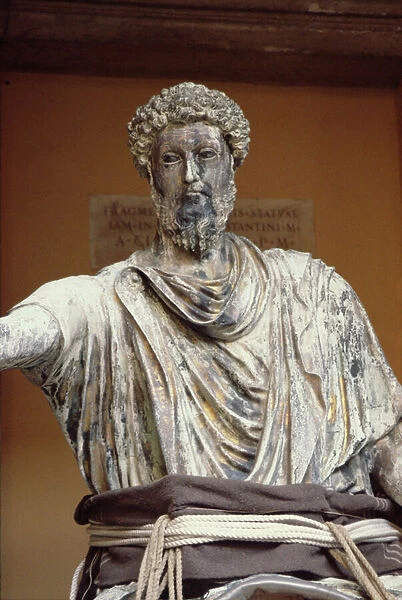 Equestrian statue of Marcus Aurelius (AD 121-180), copy of the bronze original in Palazzo