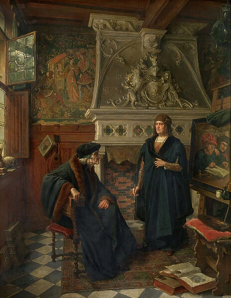 Erasmus and Quentin Matsys (oil on canvas)