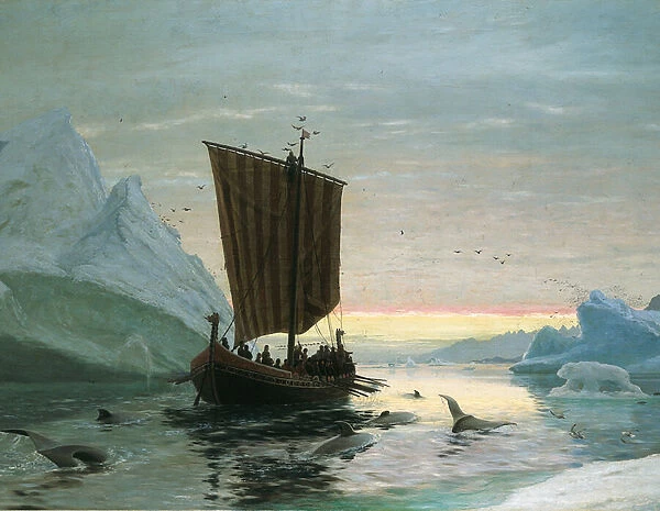 Erik Rode discovers Greenland, 1875 (oil on canvas)