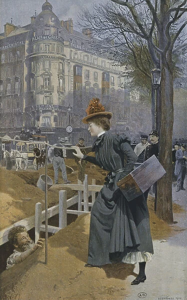 The errand girl of Paris, 1898 (colour litho)