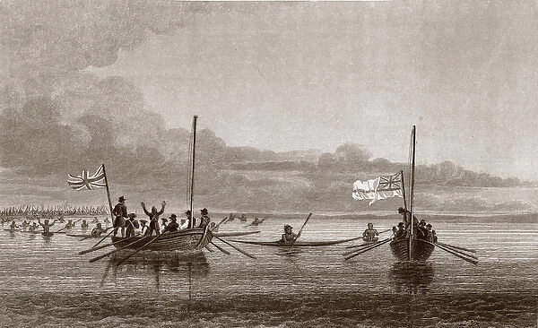Eskimaux Coming Towards the Boats in Shoalwater Bay, July 7, 1826, from Narrative