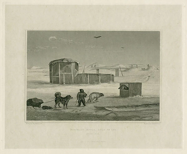 Eskimaux house, built of ice, 1824 (engraving)