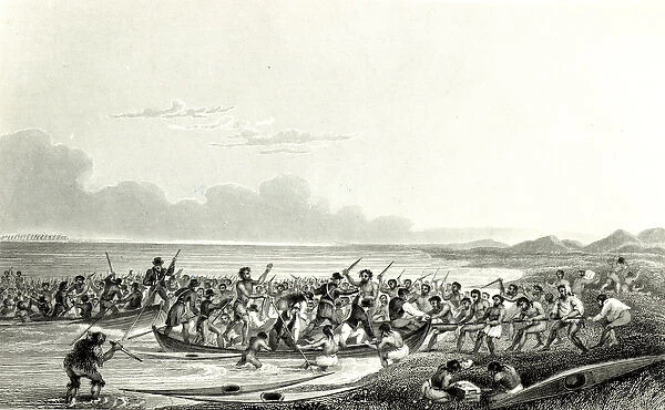 The Eskimoes Pillaging the Boats, engraved by Edward Francis Finden (1791-1857) May 1828