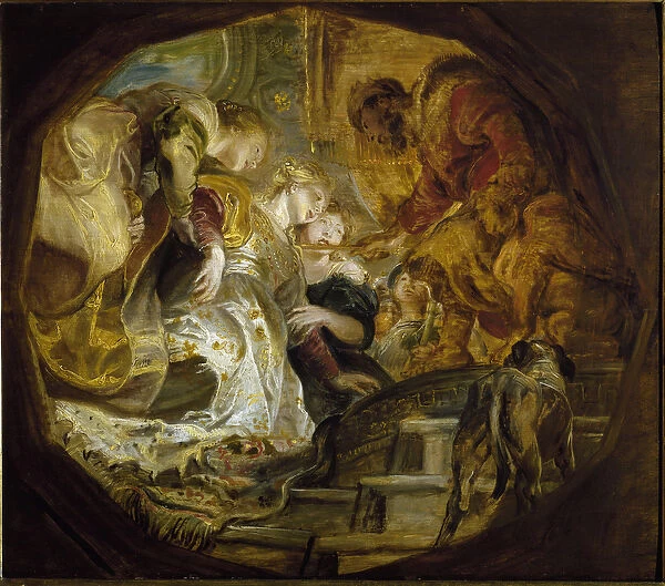 Esther chosen by King Assuerus (oil on canvas, 17th century)
