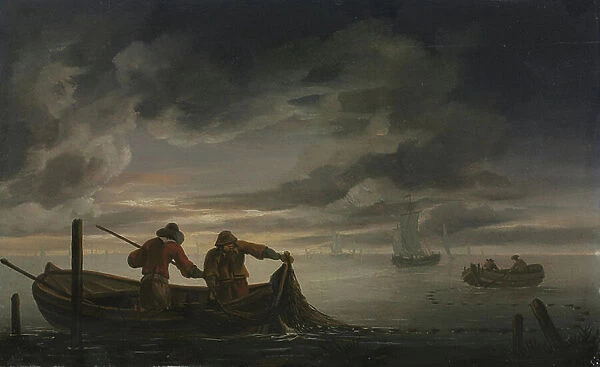 An Estuary Scene with Fisherman, second quarter of 1600s (oil on wood)