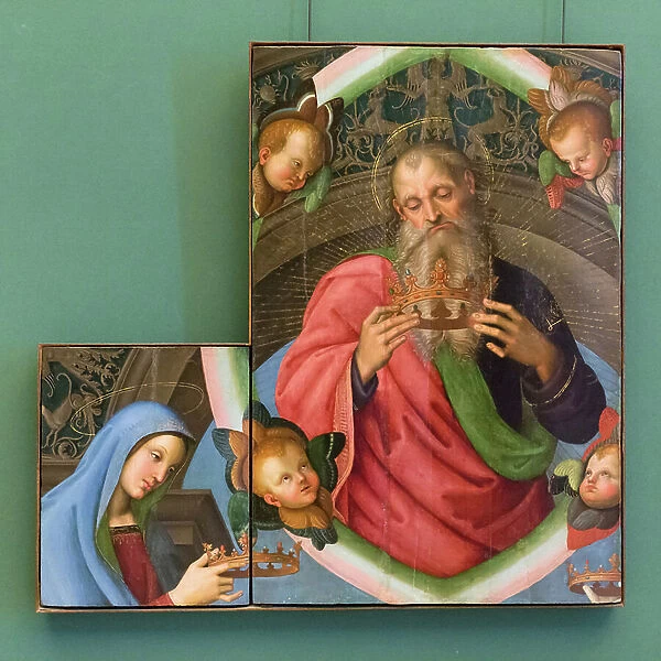 The Eternal Father and the Virgin, 1501, Raffaello Sanzio and Evangelista di Pian del Meleto (tempera on panel)