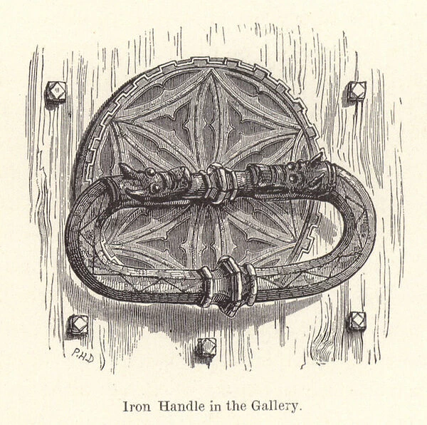 Eton College: Iron Handle in the Gallery (engraving)