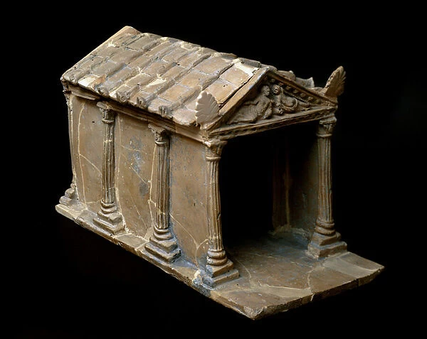 Etruscan art: miniature temple, 100-50 BC. From Vulci, Italy. Dim