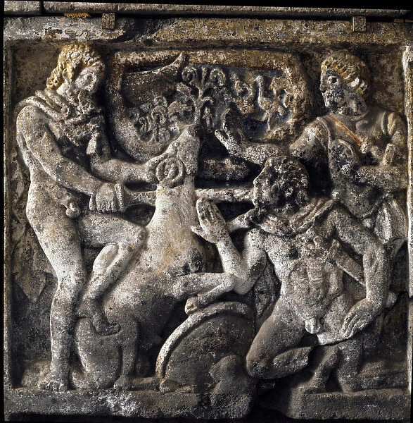 Etruscan art: 'Ulysses to the realm of the dead sacrificing a sheep to