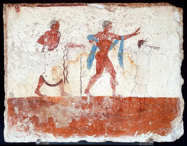 Etruscan art: a young ephebe, a musician and a master of ceremonies
