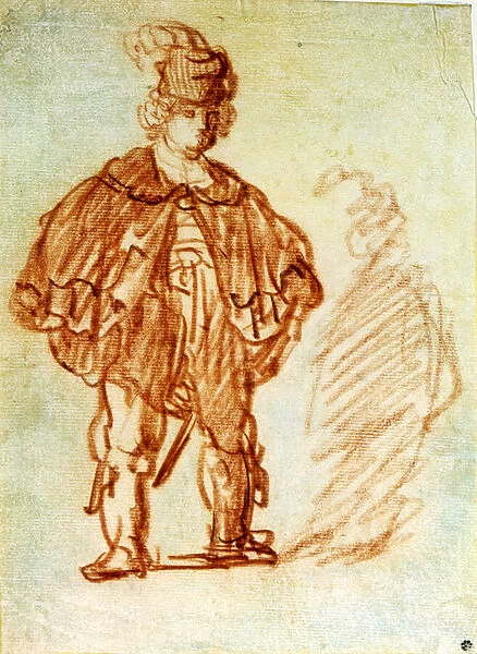 Etude d acteur. Dessin de Harmenszoon van Rijn dit Rembrandt (1606-1669), 1630. Sanguine sur papier. Musee de l Ermitage, Saint Petersbourg