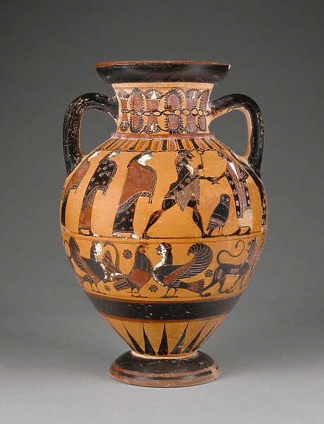 Euboean black-figure neck amphora decorated with the judgement of Paris, c. 570-60