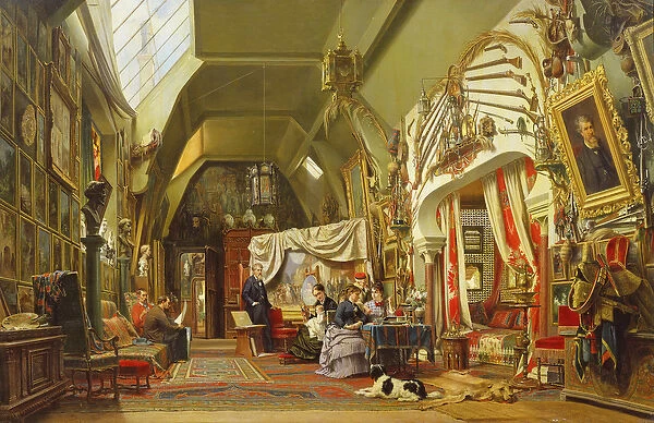 Eugene Giraud (1806-81) in his Studio with his Brother, Charles and his son, Victor
