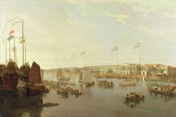 The European Factories, Canton, 1806 (oil on canvas)