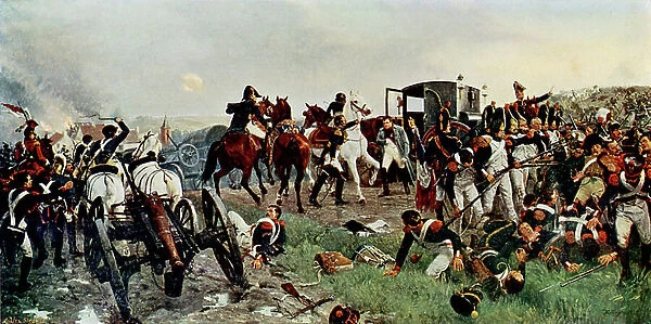 On the evening of the Battle of Waterloo, 19th century (print)